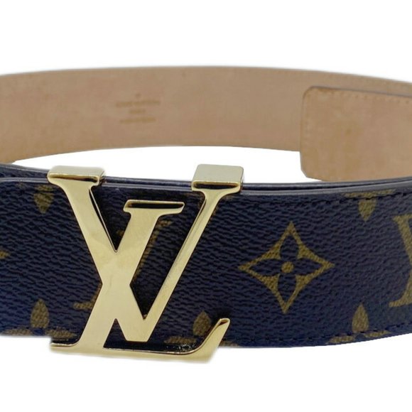 LOUIS VUITTON Accessories - Louis Vuitton Monogram Santur Initial LV M9608 AC2137 Leather Belt Brown Size...